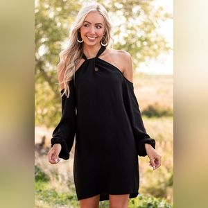 NWOT Lime Lush Black cold shoulder dress